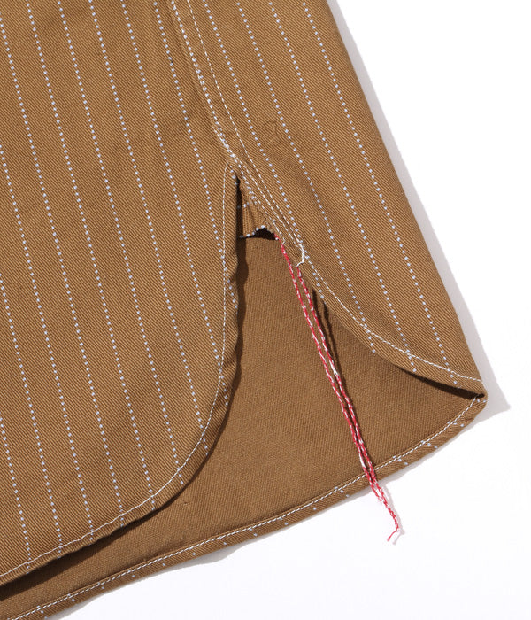 SUGAR CANE シュガーケイン 8.5oz ブラウン ウォバッシュ ストライプ 半袖 ワーク シャツ FICTION ROMANCE フィクションロマンス SC38700 【2024年春夏新作】