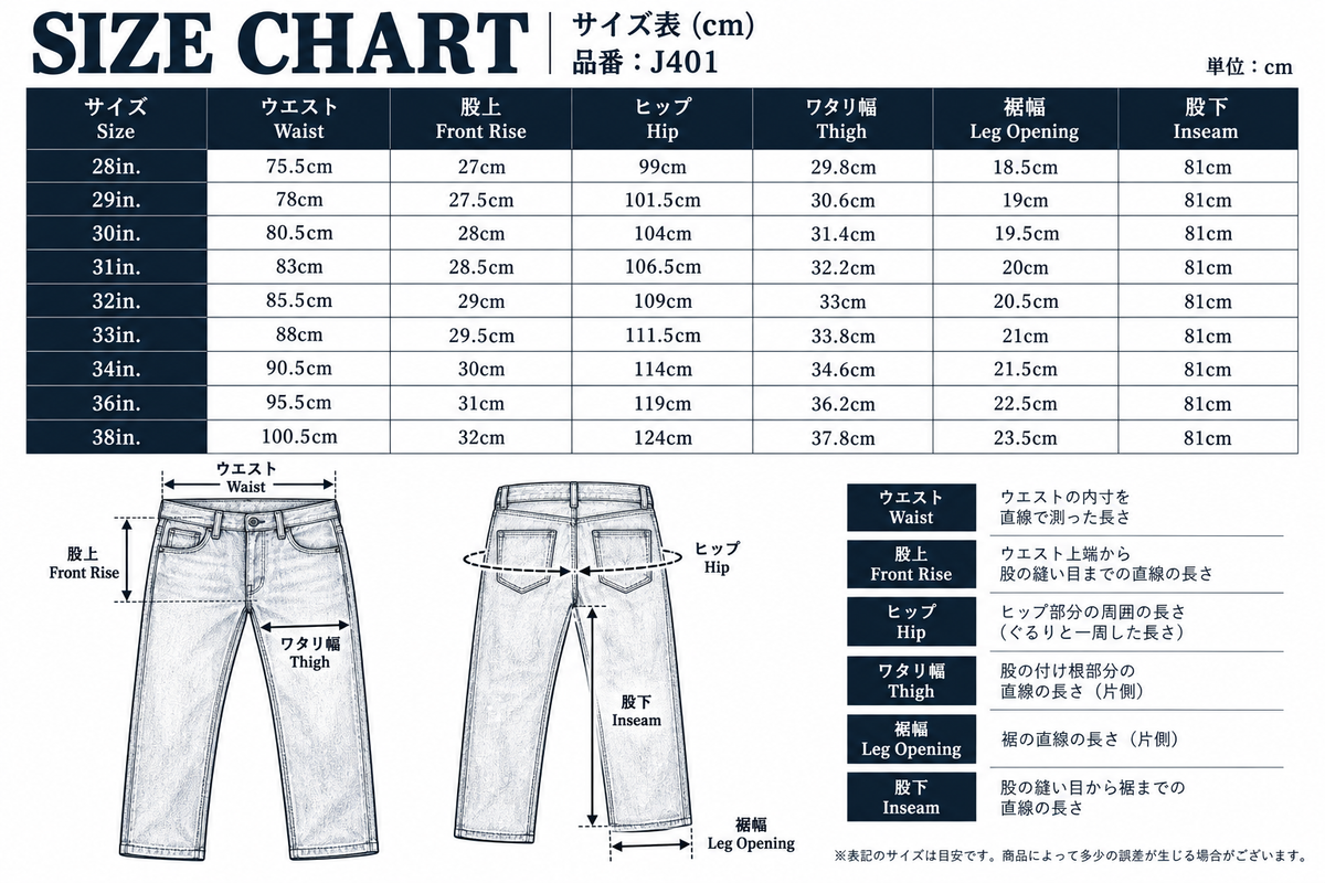 JAPAN BLUE JEANS J401 クラシックストレートモデル 14.8oz ハードデニム セルヴィッチ