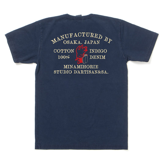 STUDIO D'ARTISAN USA Cotton Indigo T-shirt (with print) 8136A