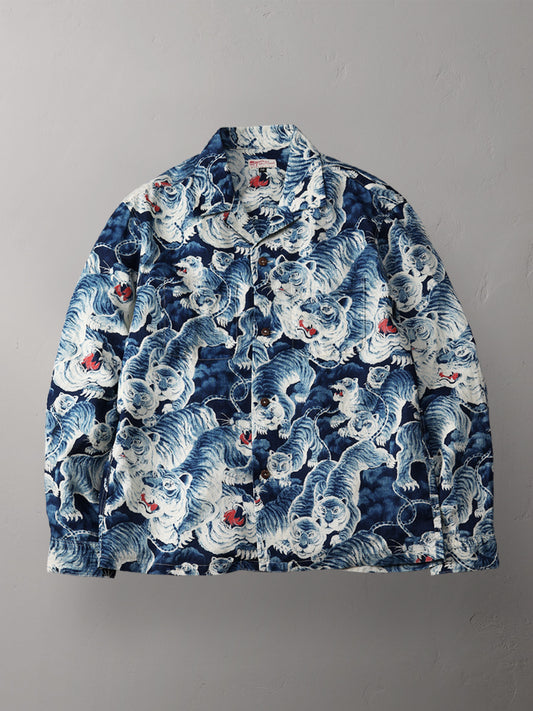 THE FLAT HEAD フラットヘッド リネンシャツ 百虎 FN-SCR-017L