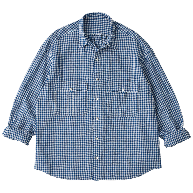 PORTER CLASSIC ポータークラシック ROLL UP LINEN GINGHAM CHECK SHIRT pc-016-3978