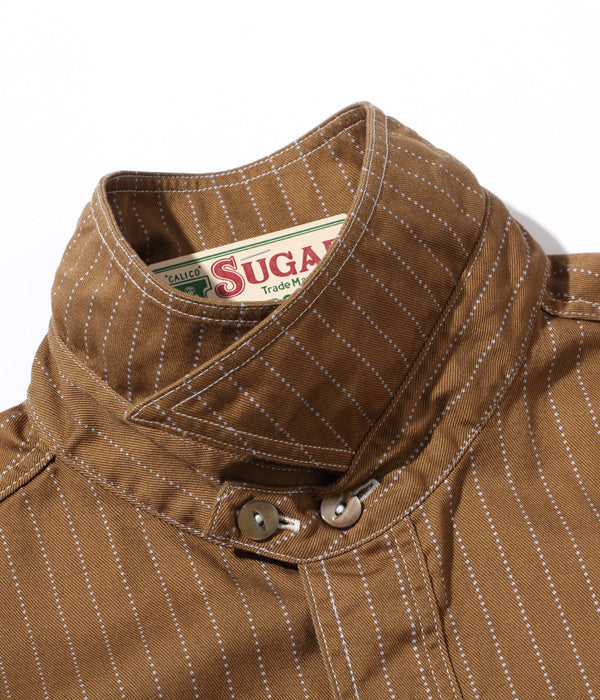 SUGAR CANE シュガーケイン 8.5oz ブラウン ウォバッシュ ストライプ 半袖 ワーク シャツ FICTION ROMANCE フィクションロマンス SC38700 【2024年春夏新作】