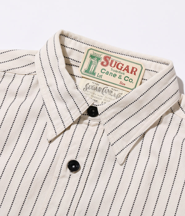 SUGAR CANE White Wabash Stripe Work Shirt SC27076-401