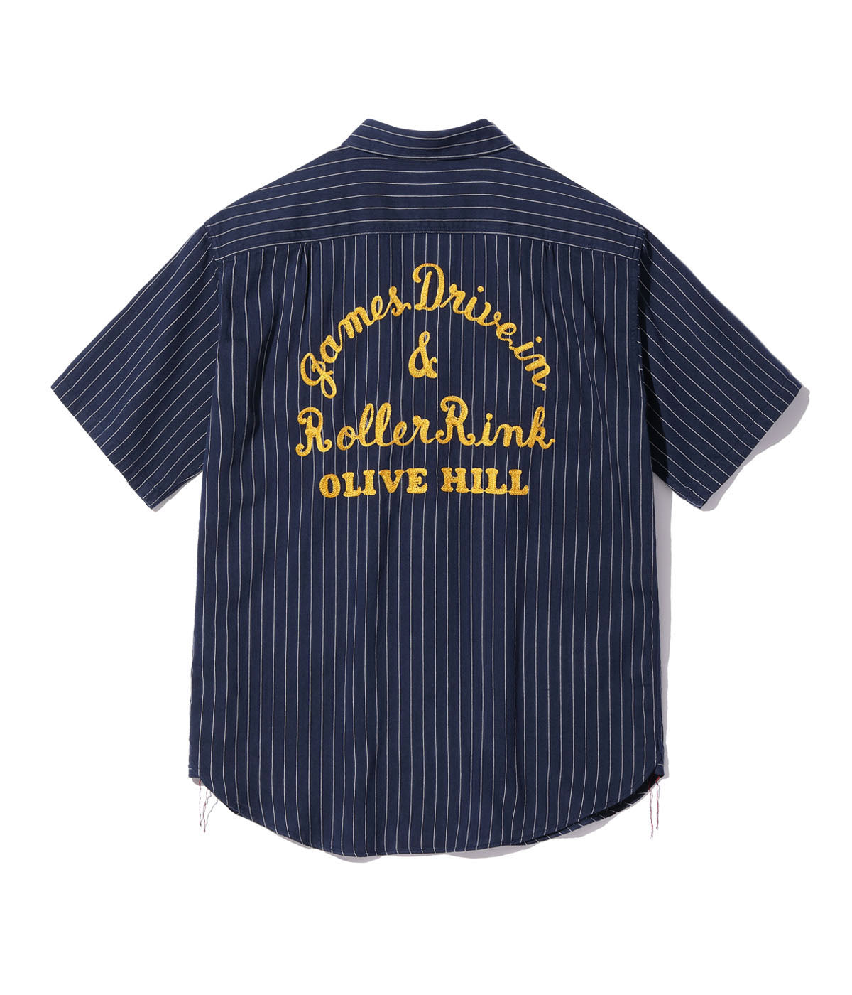 SUGAR CANE Cork Stripe Work Shirt, Embroidered, Short Sleeve, SC39305, Navy