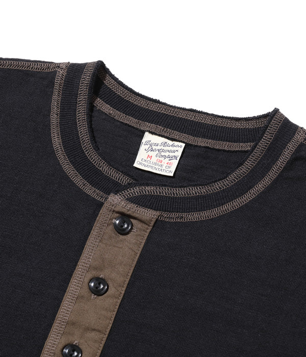 BUZZ RICKSON'S バズリクソンズ  半袖ミリタリー・ヘンリーネックTシャツ　“SLUB YARN HENLEY NECK T-SHIRT” BR79192