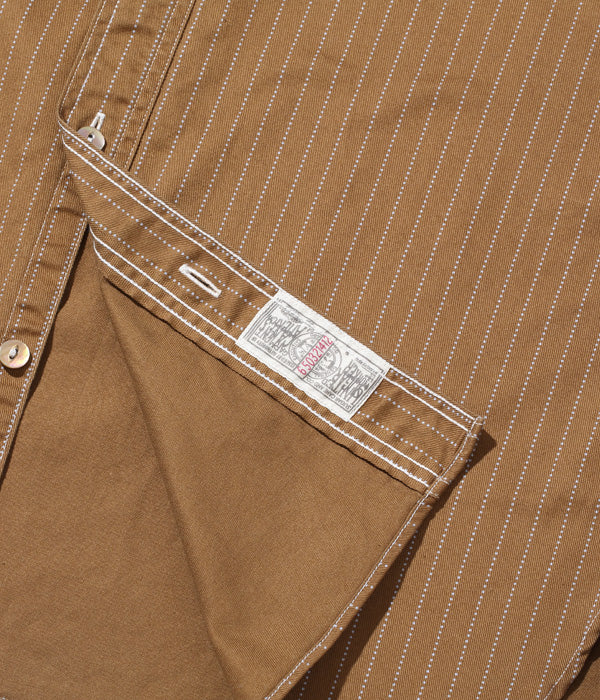 SUGAR CANE 8.5oz Brown Wabash Stripe Short Sleeve Work Shirt FICTION ROMANCE SC38700 [New for Spring/Summer 2024]