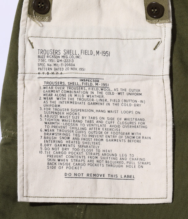 BUZZ RICKSON'S M-1951 Field Trousers Cargo Pants Olive BR41962