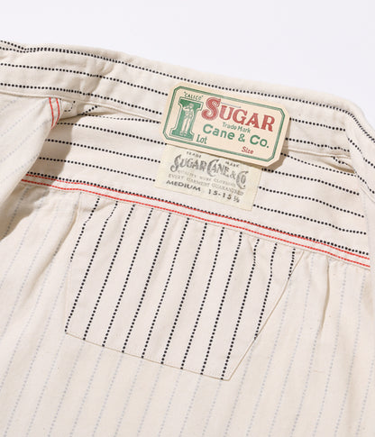 SUGAR CANE White Wabash Stripe Work Shirt SC27076-401