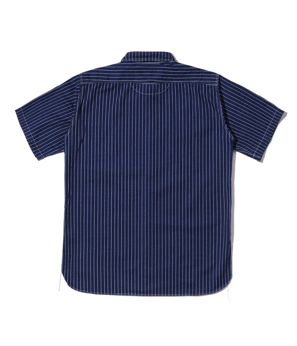 SUGAR CANE 8.5oz Indigo Wabash Stripe Short Sleeve Work Shirt FICTION ROMANCE SC36267 [New for Spring/Summer 2024]