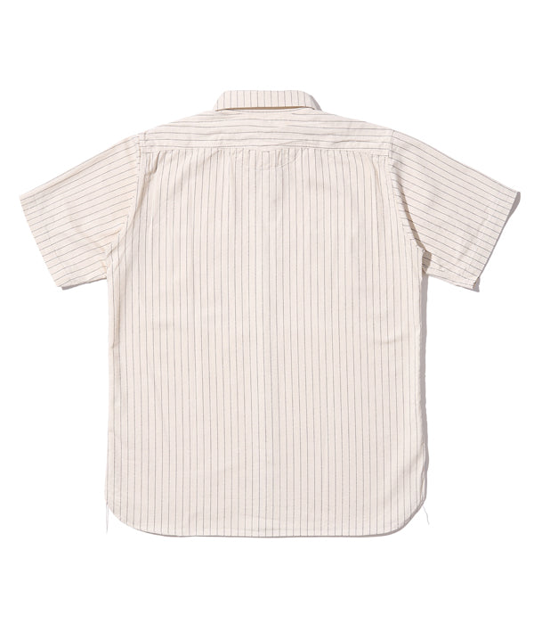 SUGAR CANE 8.5oz White Wabash Stripe Short Sleeve Work Shirt FICTION ROMANCE SC37275 [New for Spring/Summer 2024]