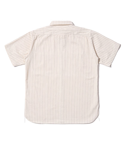 SUGAR CANE 8.5oz White Wabash Stripe Short Sleeve Work Shirt FICTION ROMANCE SC37275 [New for Spring/Summer 2024]