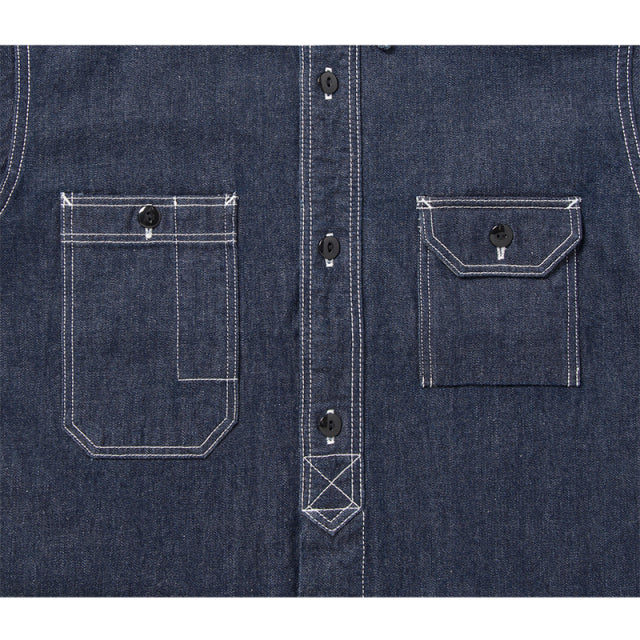 STUDIO D'ARTISAN D'artisan denim short-sleeve work shirt [5333B-S]