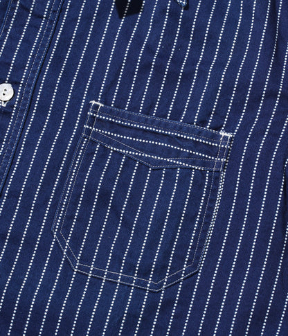 SUGAR CANE 8.5oz Indigo Wabash Stripe Short Sleeve Work Shirt FICTION ROMANCE SC36267 [New for Spring/Summer 2024]