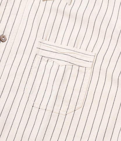 SUGAR CANE 8.5oz White Wabash Stripe Short Sleeve Work Shirt FICTION ROMANCE SC37275 [New for Spring/Summer 2024]