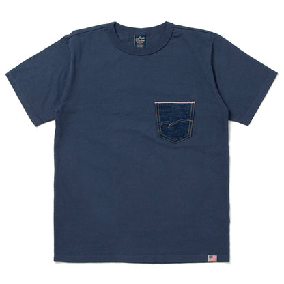 STUDIO D'ARTISAN Classic Denim Pocket Short Sleeve T-Shirt USA Cotton Print T-Shirt 8135A