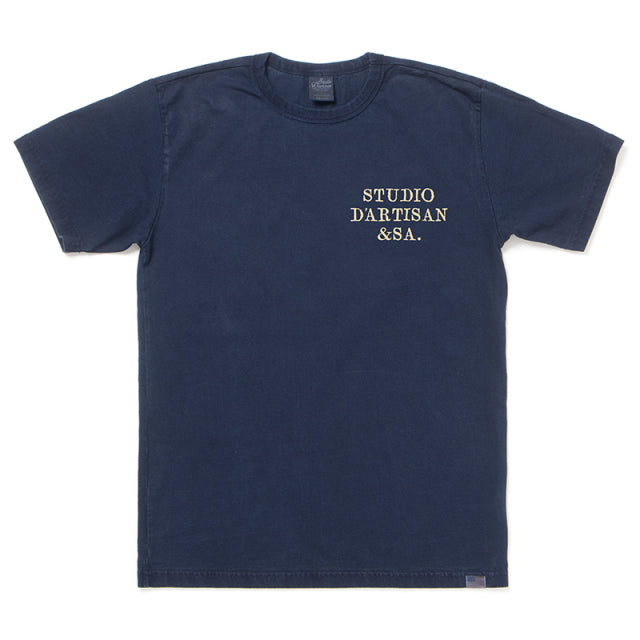 STUDIO D'ARTISAN USA Cotton Indigo T-shirt (with print) 8136A