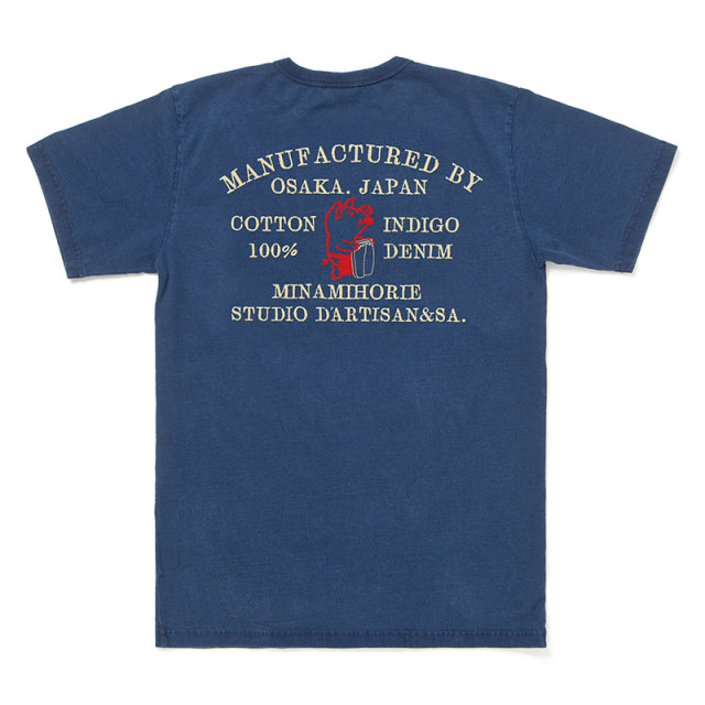 STUDIO D'ARTISAN USA Cotton Indigo T-shirt (with print) 8136A