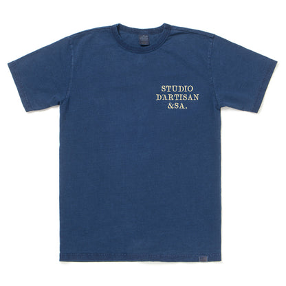 STUDIO D'ARTISAN USA Cotton Indigo T-shirt (with print) 8136A