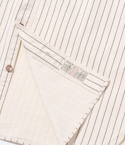 SUGAR CANE 8.5oz White Wabash Stripe Short Sleeve Work Shirt FICTION ROMANCE SC37275 [New for Spring/Summer 2024]