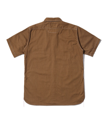 SUGAR CANE 8.5oz Brown Wabash Stripe Short Sleeve Work Shirt FICTION ROMANCE SC38700 [New for Spring/Summer 2024]