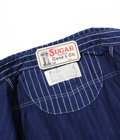 SUGAR CANE 8.5oz Indigo Wabash Stripe Short Sleeve Work Shirt FICTION ROMANCE SC36267 [New for Spring/Summer 2024]