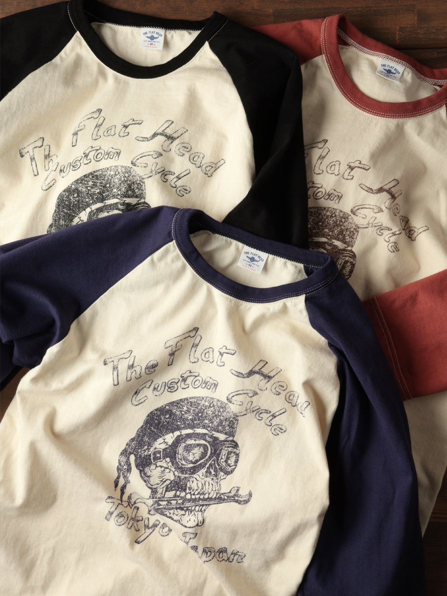 THE FLAT HEAD フラットヘッド ラグラン 七分袖 Tシャツ FN-TSRB-004
